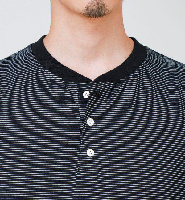 GLOSTER「【多機能】Functionボーダー ヘンリーネックロンT」|Tシャツ・カットソー|