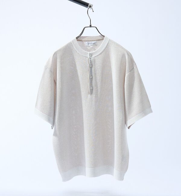 ABAHOUSE「ドライタッチ ヘンリーネック シアーニットTシャツ」|Tシャツ・カットソー|