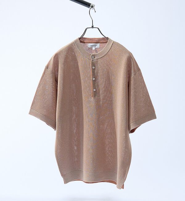 ABAHOUSE「ドライタッチ ヘンリーネック シアーニットTシャツ」|Tシャツ・カットソー|