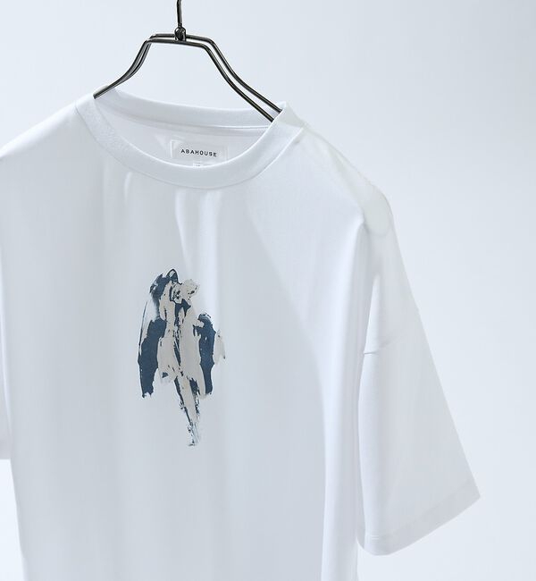 ABAHOUSE「アブストラクト グラフィック プリントTシャツ / オーバーサイズ」|Tシャツ・カットソー|ホワイト
