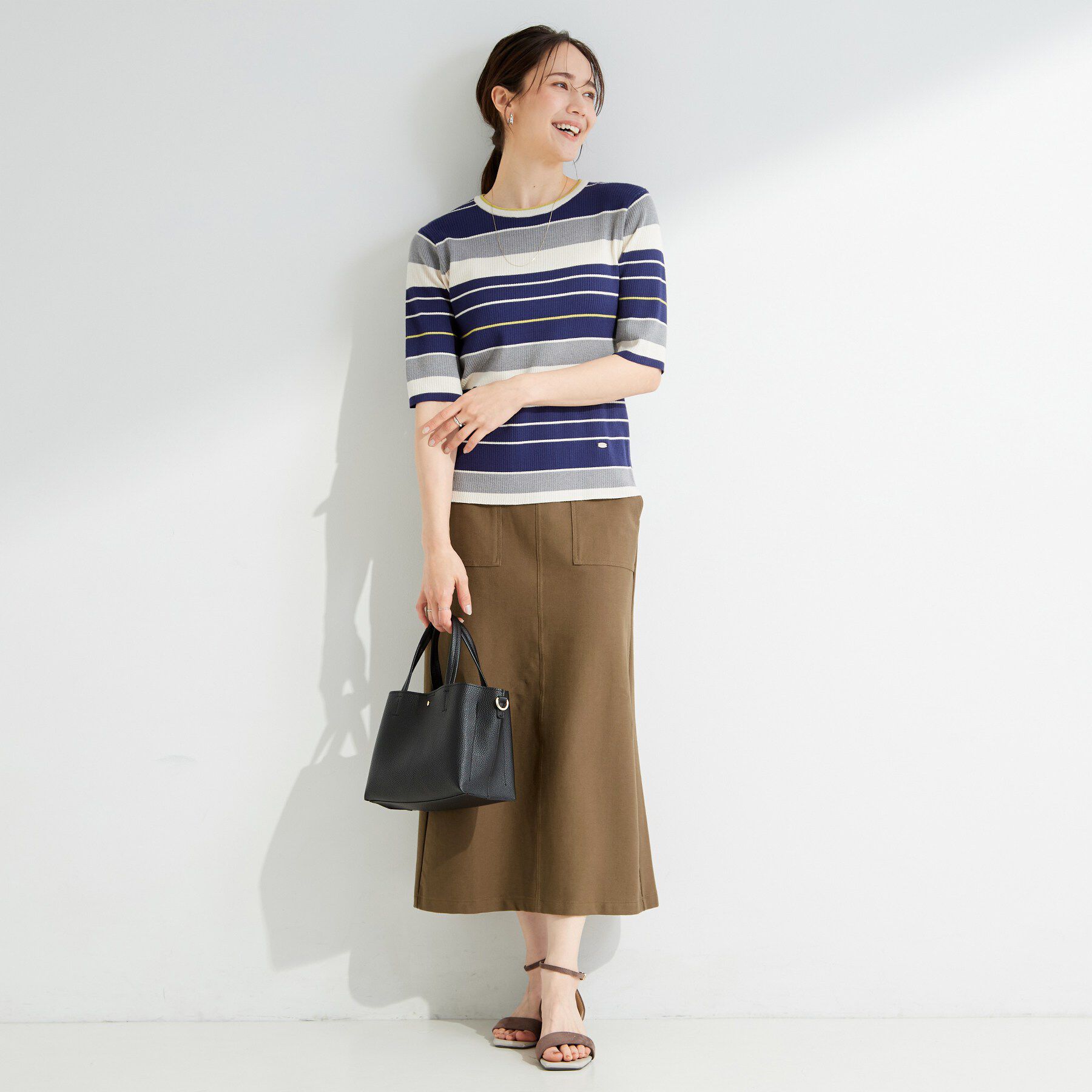 SHOO･LA･RUE「【S-LL】オンオフ着られる マルチボーダーリブニット」|ニット・セーター|