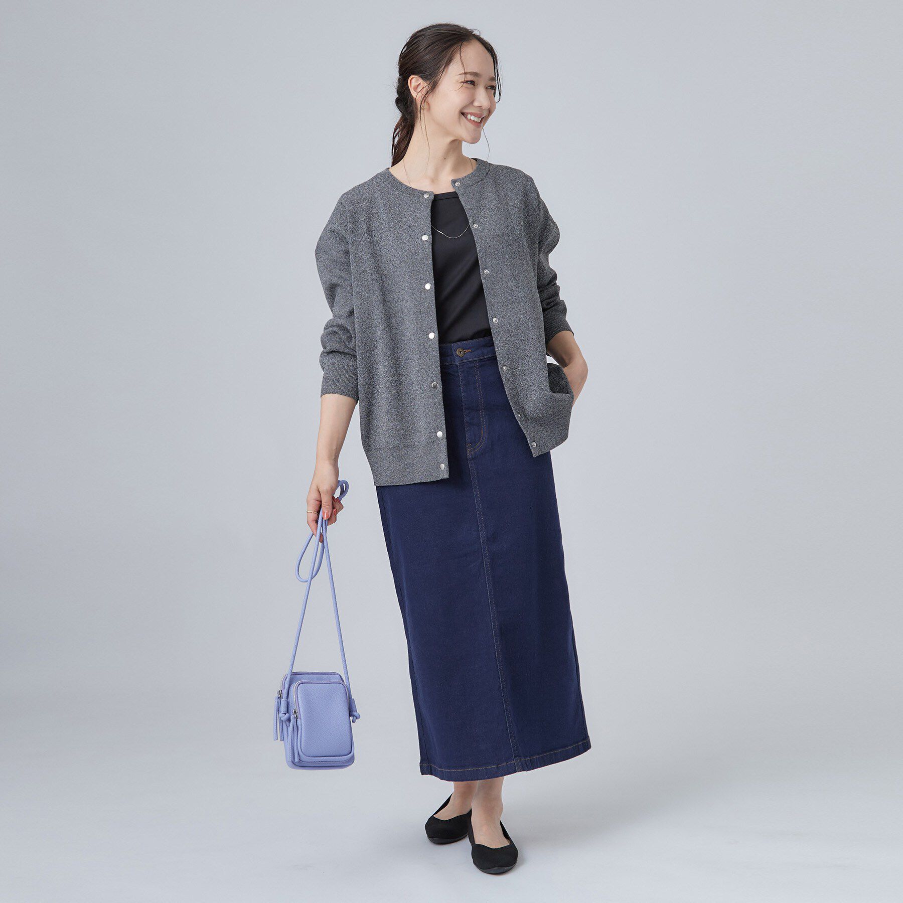 SHOO･LA･RUE「【セットアップ可/洗濯機可】軽やかに羽織れる スポンディッシュ ニットカーディガン」|カーディガン|