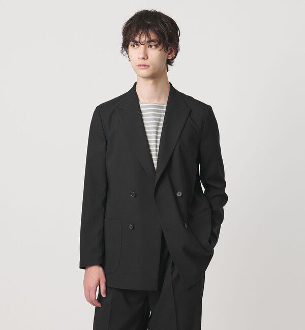 UNITED ARROWS「＜District＞ポリエステル トロピカル ダブル 4ボタン テーラードジャケット」|テーラードジャケット|BLACK