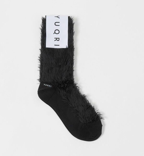 UNITED ARROWS「＜YUQRI＞FAUX FUR ソックス」|ソックス|BLACK