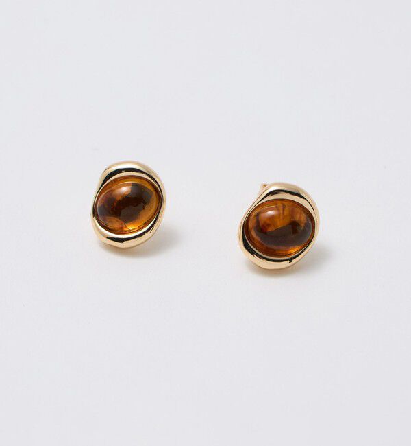 UNITED ARROWS green label relaxing「オーバルマーブル＆メタルフレーム ピアス」|ピアス|MD.BROWN