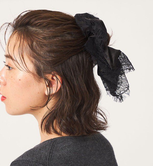 UNITED ARROWS green label relaxing「レース スクエア シュシュ」|ヘアゴム・シュシュ|BLACK