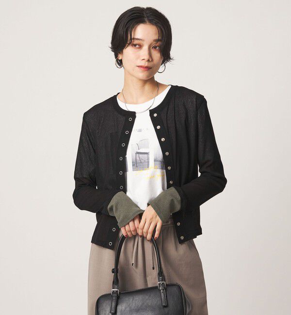 UNITED ARROWS green label relaxing「シアー メランジ カーディガン」|カーディガン|BLACK