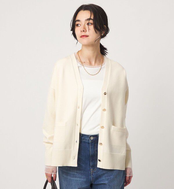 UNITED ARROWS green label relaxing「Vネック ニット カーディガン ウォッシャブル」|カーディガン|OFF WHITE