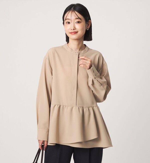 UNITED ARROWS green label relaxing「ツイル ペプラム ブラウス マシンウォッシャブル ストレッチ」|シャツ・ブラウス|BEIGE