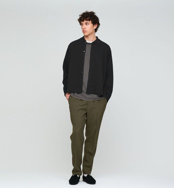 UNITED ARROWS green label relaxing「クレープヤーン 長袖 ニット ポロカーディガン -ハンドウォッシャブル-」|カーディガン|