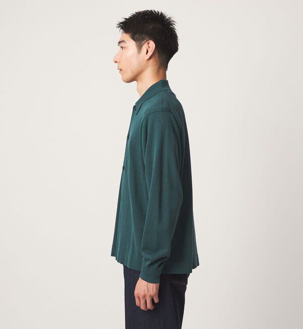 UNITED ARROWS green label relaxing「クレープヤーン 長袖 ニット ポロカーディガン -ハンドウォッシャブル-」|カーディガン|