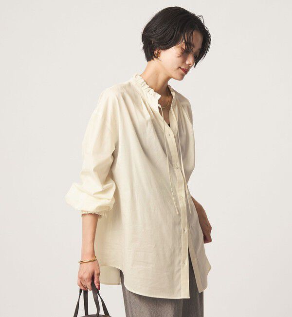UNITED ARROWS green label relaxing「［size SHORTあり］フリルネック 2WAY ブラウス」|シャツ・ブラウス|OFF WHITE