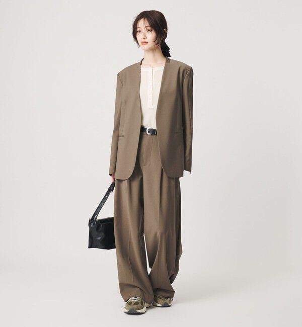 BEAUTY&YOUTH UNITED ARROWS「毛ポリエステルブレンド トロピカル サイドタック ワイドパンツ」|スラックス|