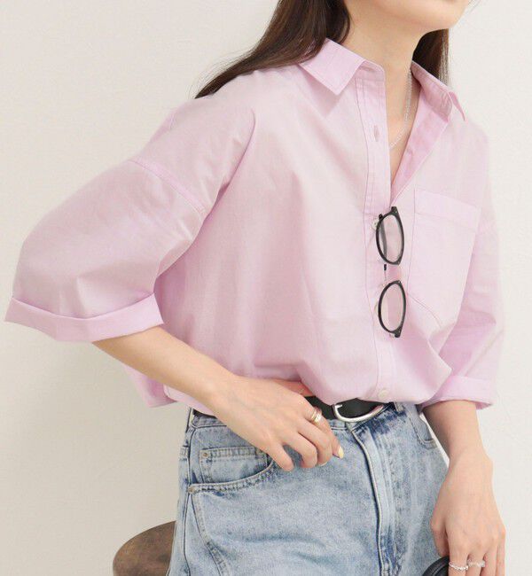 fredy emue「【人気につき半袖Ver.で再登場】汗染み軽減加工COTTON半袖シャツブルゾン」|シャツ・ブラウス|ピンク