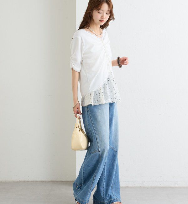  「半袖ギャザーリブカーディガン」|Tシャツ・カットソー|