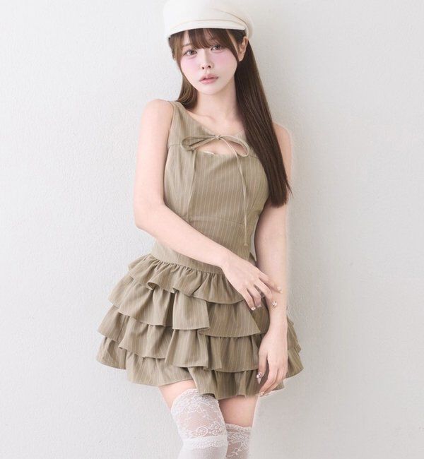  「アンサンブルティアードミニワンピース」|ワンピース|