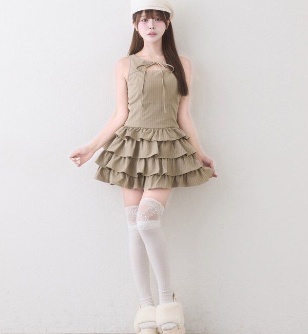  「アンサンブルティアードミニワンピース」|ワンピース|