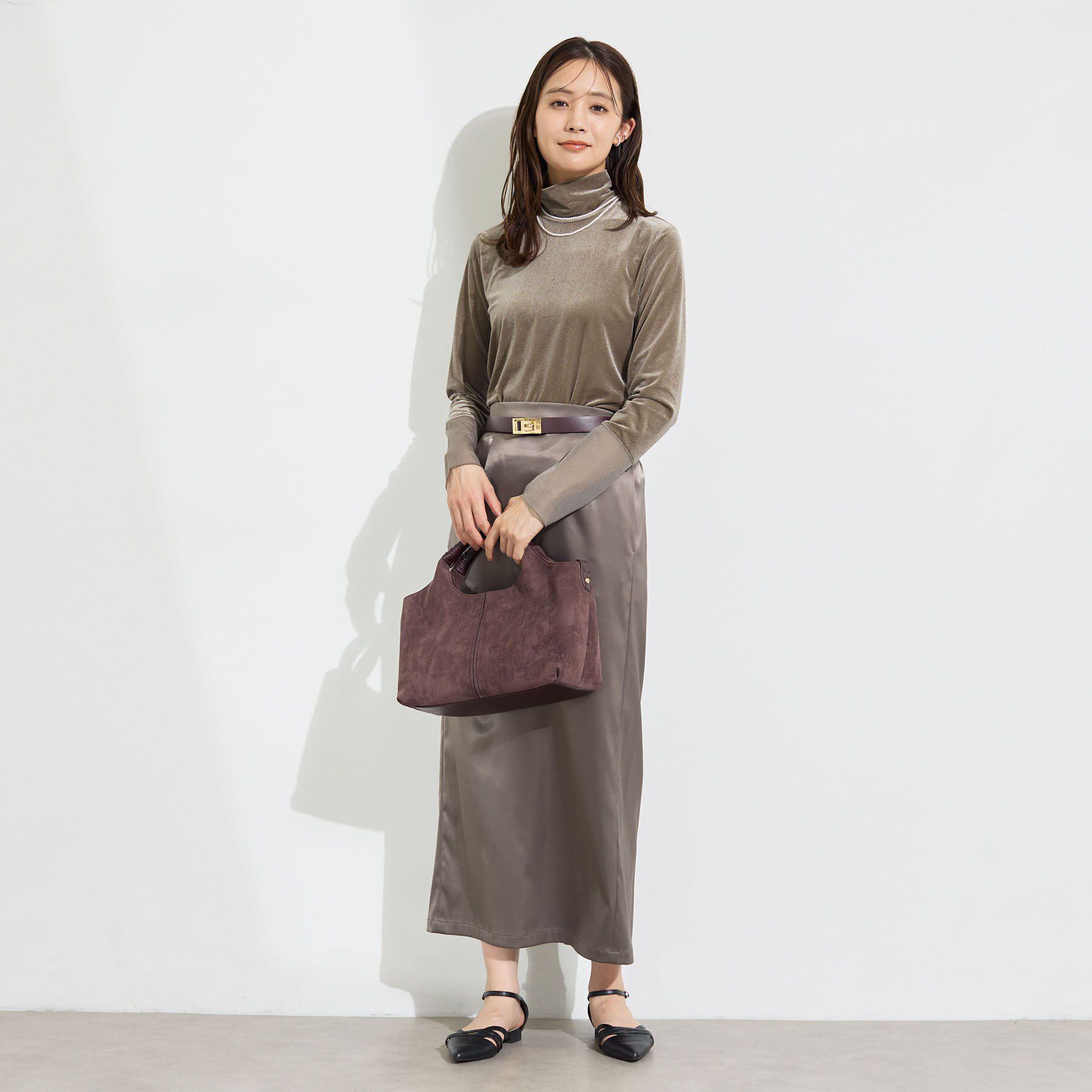 INDIVI「【レイヤード／袖口シアー／日本製】ベロアジャージトップス」|Tシャツ・カットソー|