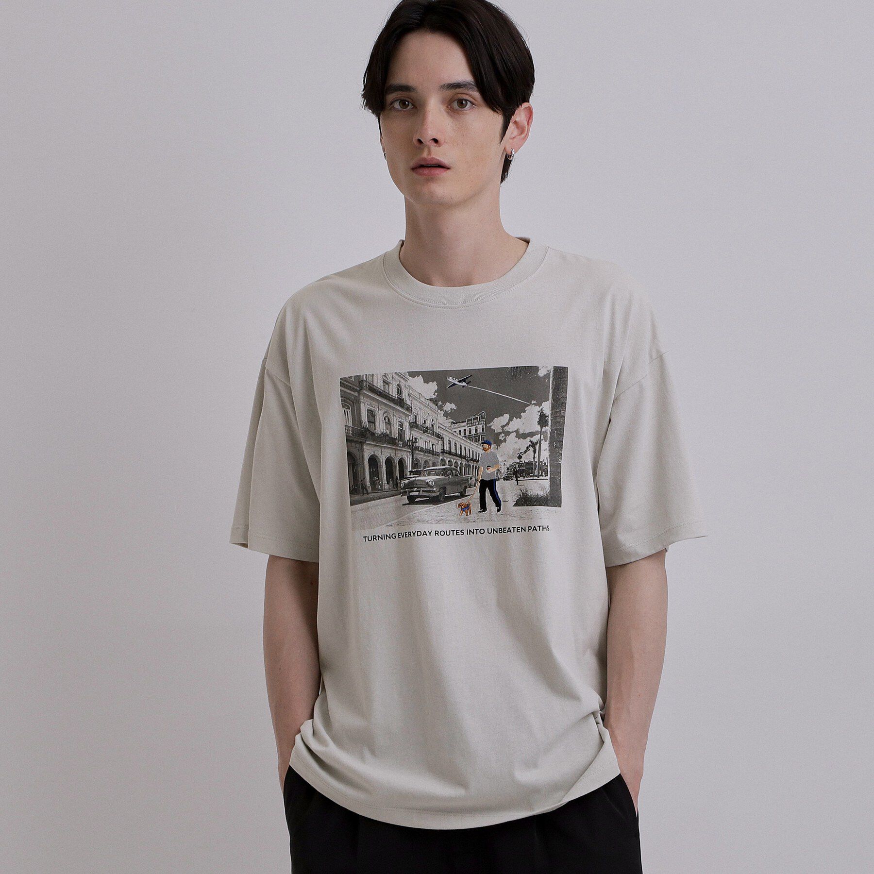 tk.TAKEO KIKUCHI「フォト＆刺繍Tシャツ」|Tシャツ・カットソー|ライトグレー(011
