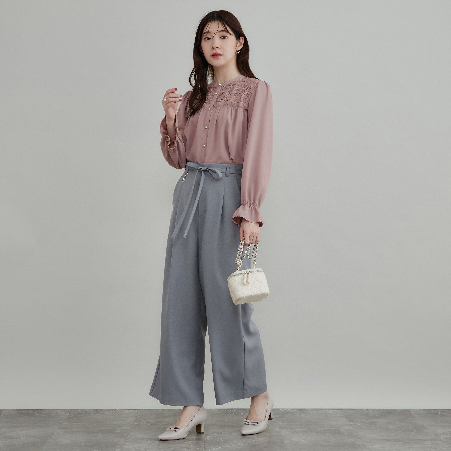 Couture broach「【フリルカフスが華やか】レースギャザーブラウス」|シャツ・ブラウス|