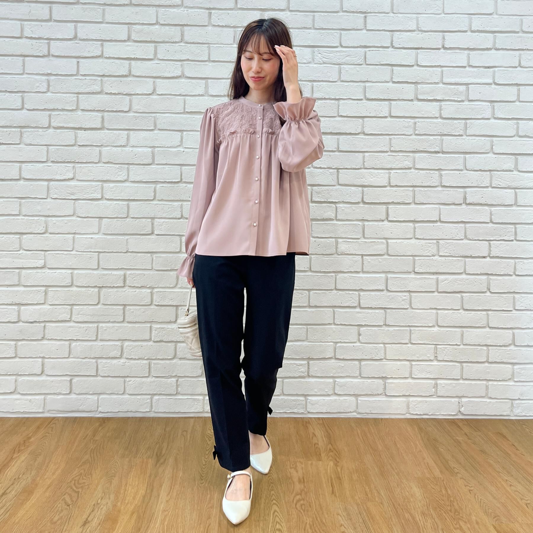 Couture broach「【フリルカフスが華やか】レースギャザーブラウス」|シャツ・ブラウス|