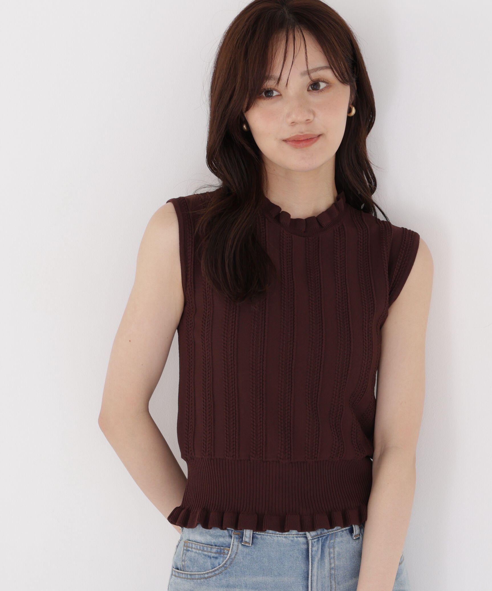 PROPORTION BODY DRESSING「レース編みノースリーブニット」|ニット・セーター|