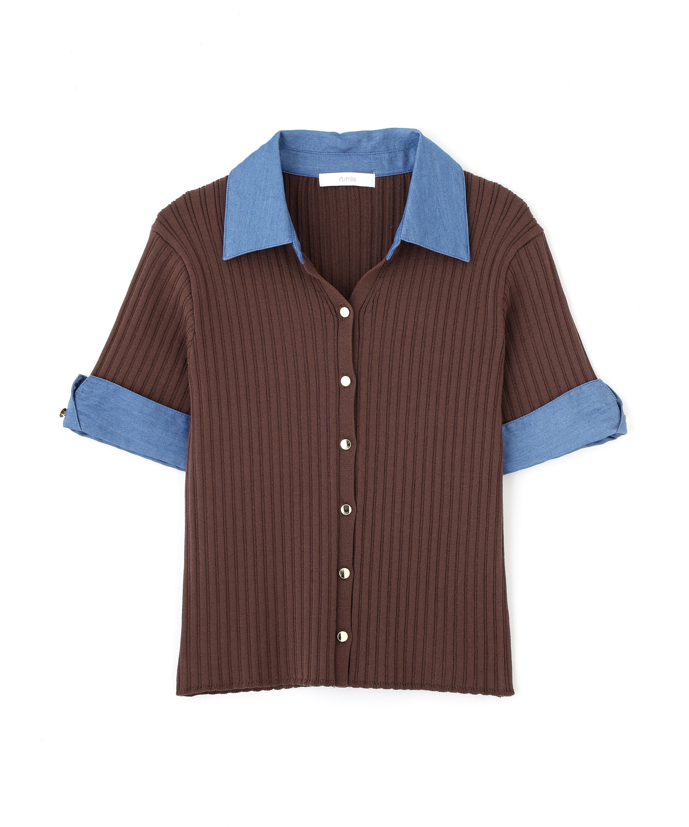 PROPORTION BODY DRESSING「＜a/mie＞デニムカラーリブニット」|カーディガン|