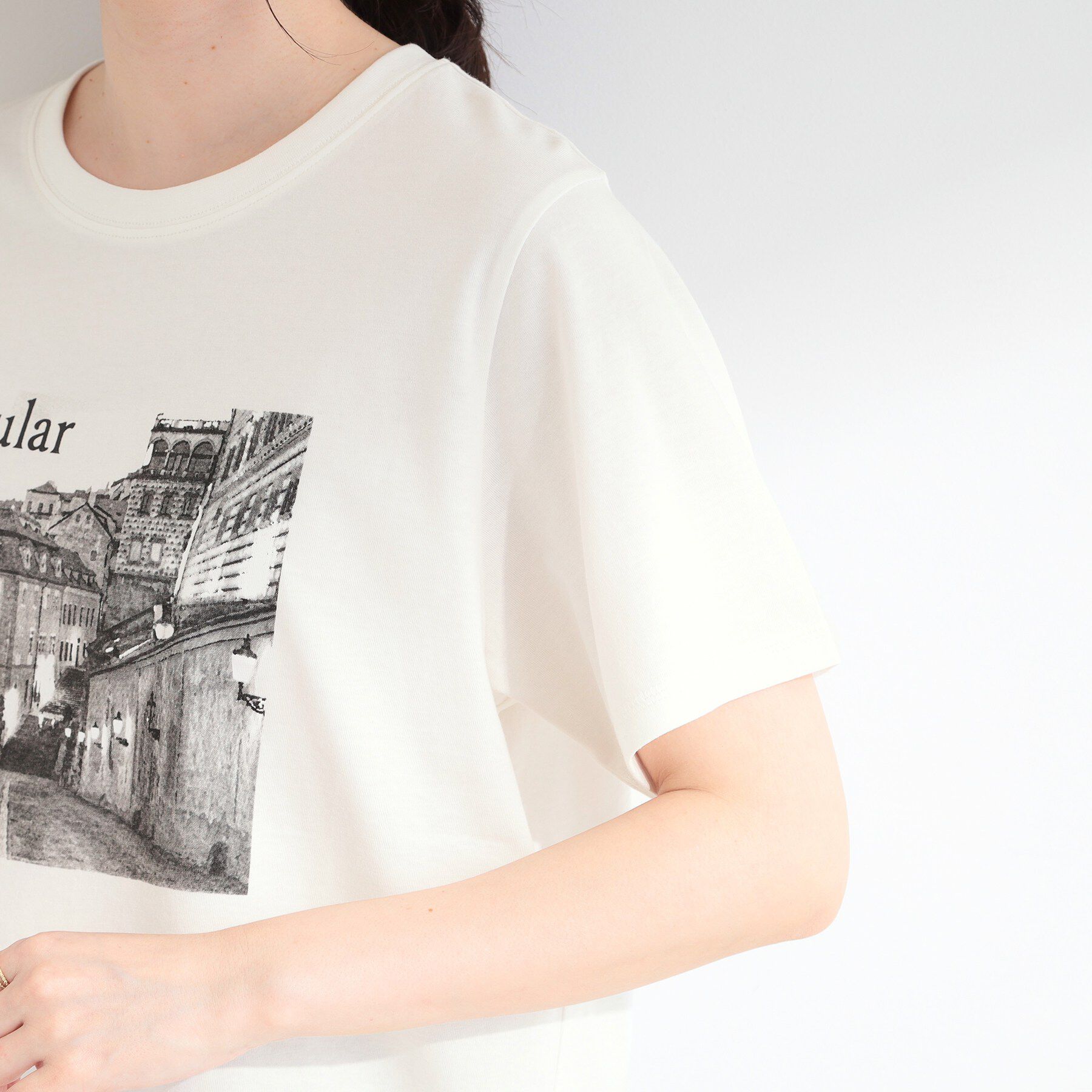 SHOO･LA･RUE「【S-LL/洗濯機可】大人のベーシックカラープリントTシャツ」|Tシャツ・カットソー|