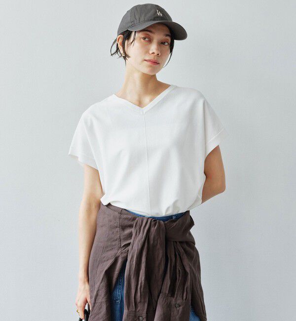 UNITED ARROWS green label relaxing「Vネック プルオーバー ニット ウォッシャブル 接触冷感 UVカット」|ニット・セーター|WHITE