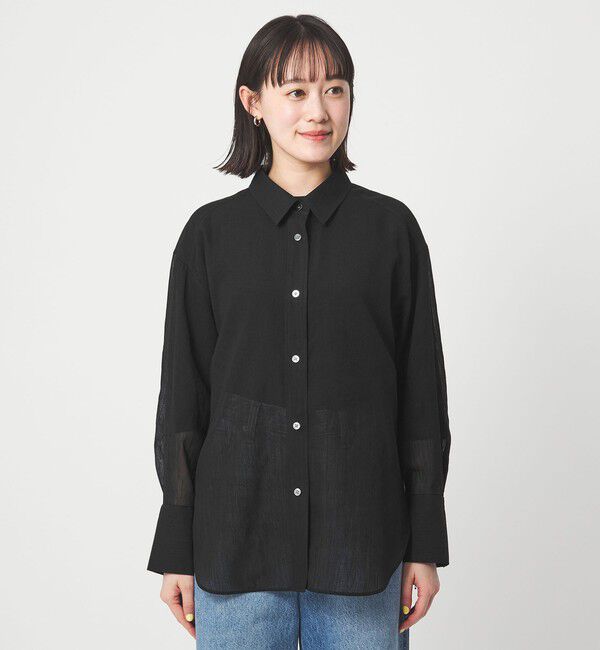 UNITED ARROWS green label relaxing「［size SHORTあり］ラミーライク ロングスリーブシャツ 通気性」|シャツ・ブラウス|