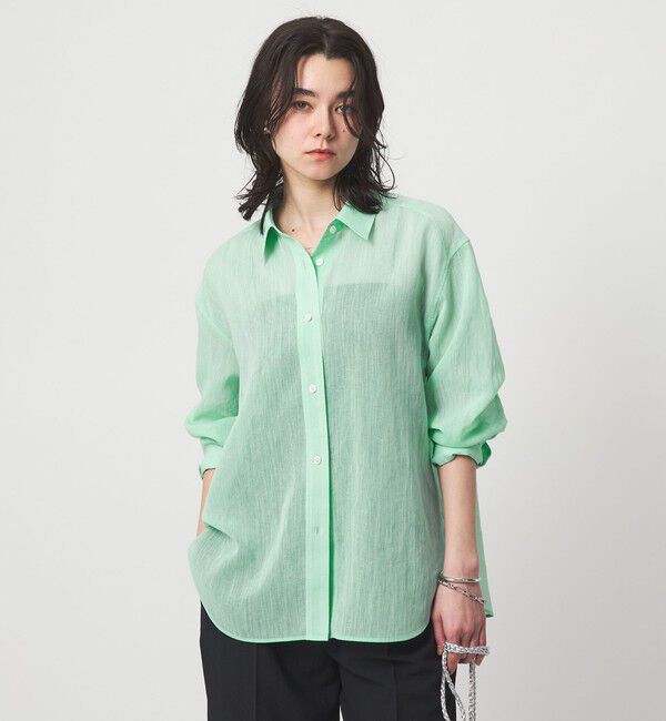 UNITED ARROWS green label relaxing「［size SHORTあり］ラミーライク ロングスリーブシャツ 通気性」|シャツ・ブラウス|