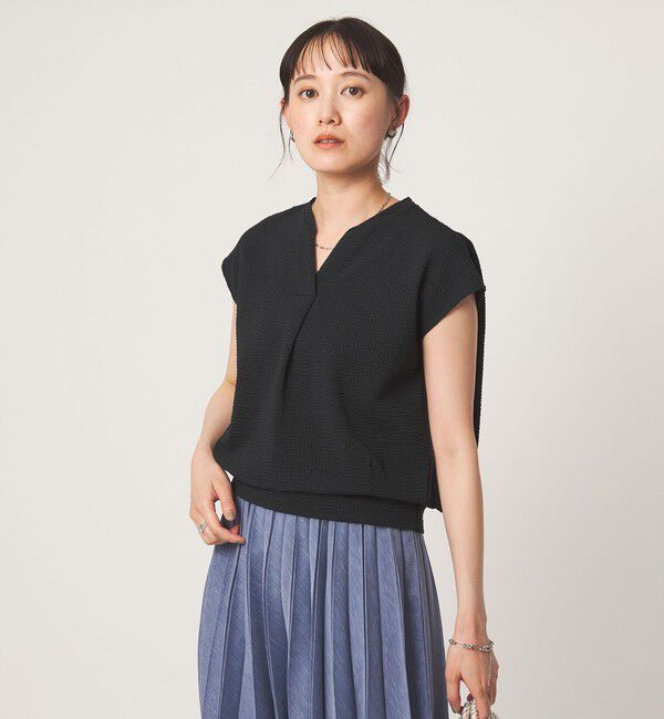 UNITED ARROWS green label relaxing「サッカー タック フレンチスリーブ カットソー UVカット」|Tシャツ・カットソー|