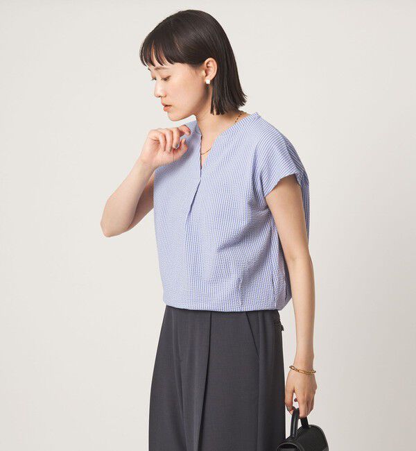 UNITED ARROWS green label relaxing「サッカー タック フレンチスリーブ カットソー UVカット」|Tシャツ・カットソー|