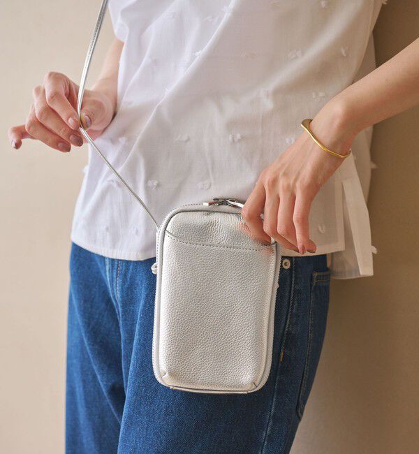 BEAUTY&YOUTH UNITED ARROWS「レザー ジップスリム ウォレットショルダー」|財布|SILVER