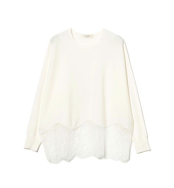 Demi-Luxe BEAMS 「レースヘム クルーネック ニットプルオーバー」|ニット・セーター|