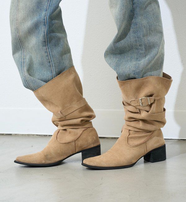  「【26AW LOOK掲載品番】2WAYスウェードブーツ」|ロングブーツ|