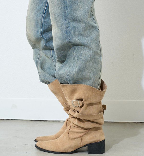  「【26AW LOOK掲載品番】2WAYスウェードブーツ」|ロングブーツ|