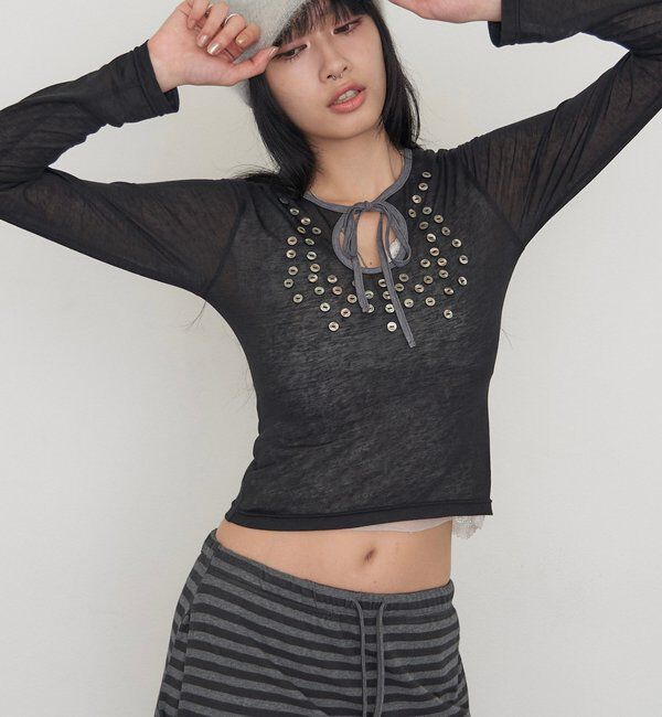  「【WEB限定】シェルボタンシアートップス」|Tシャツ・カットソー|
