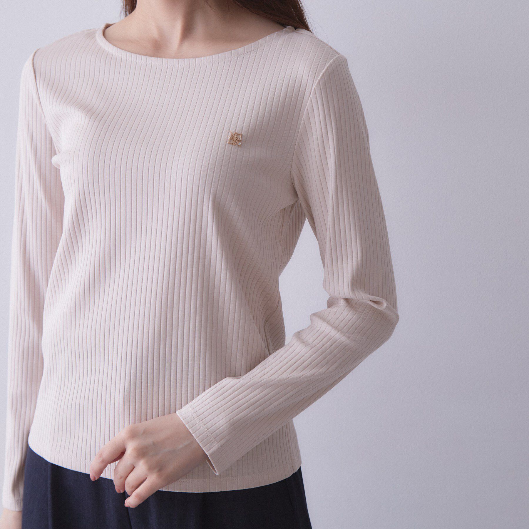 index「【接触冷感／UVケア】テレコボートネックトップス《洗濯機OK》」|Tシャツ・カットソー|