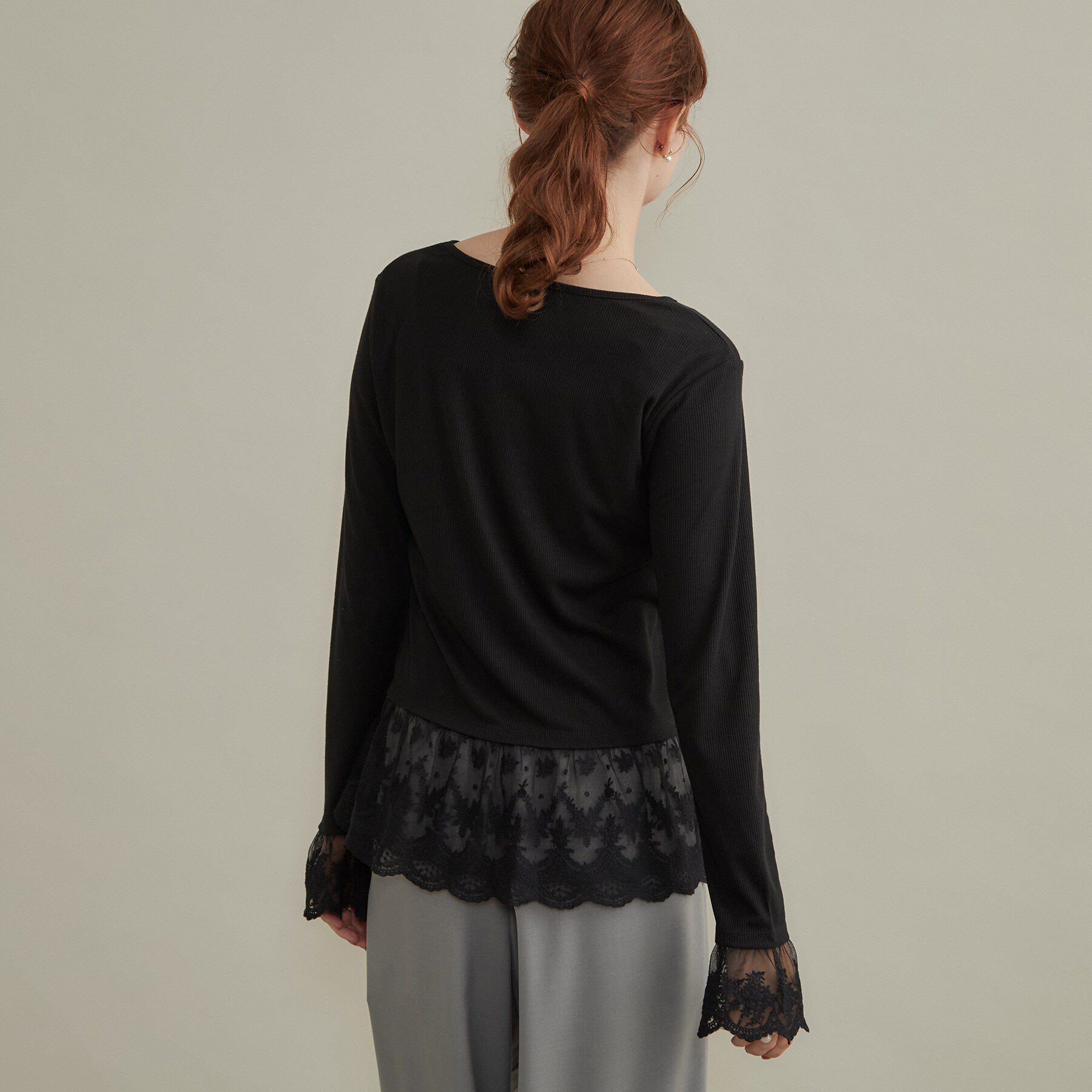 Couture broach「【重ね着で楽しめる・洗濯機可】レース レイヤードトップス」|Tシャツ・カットソー|