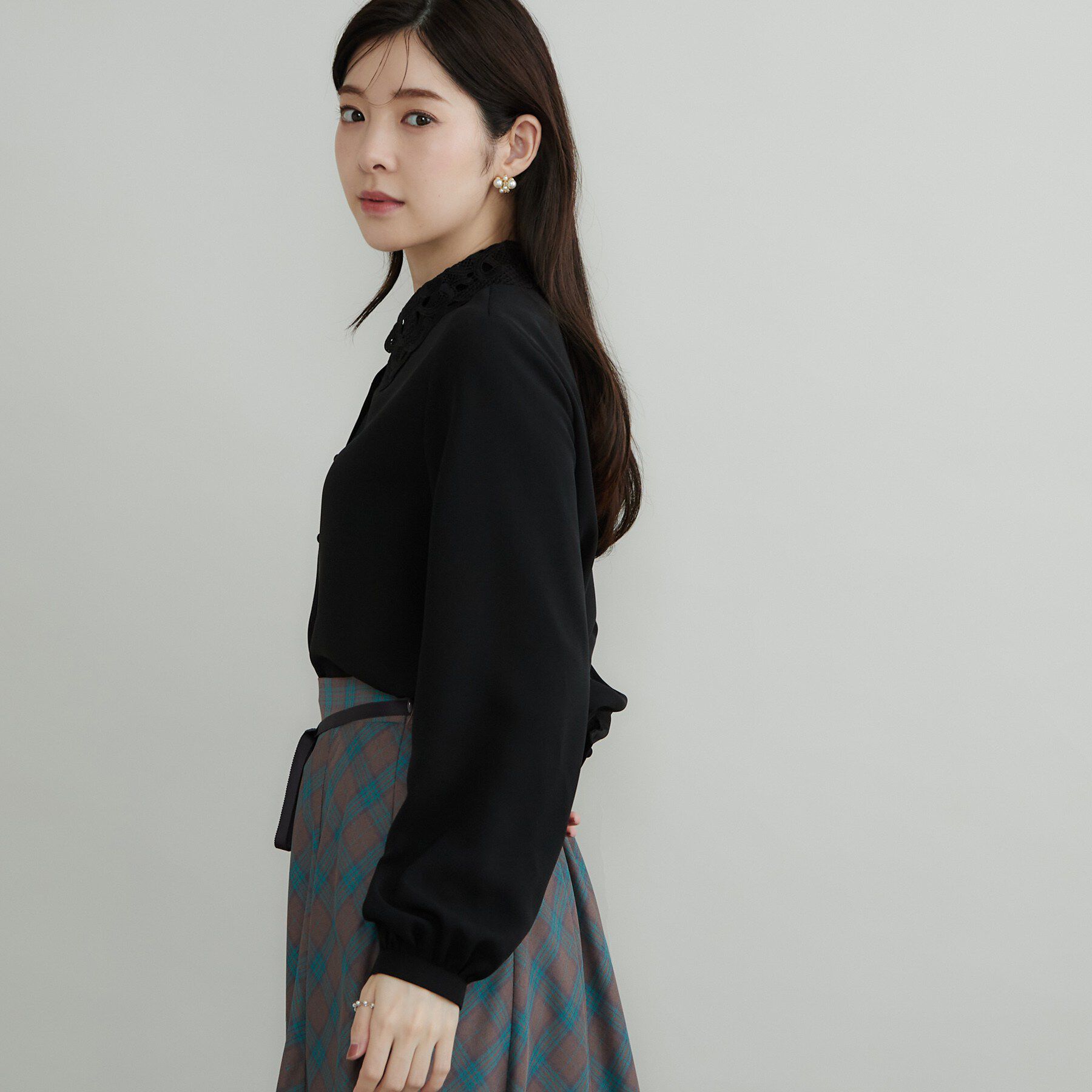 Couture broach「【お顔まわり彩る】レース衿ジョーゼットブラウス」|シャツ・ブラウス|