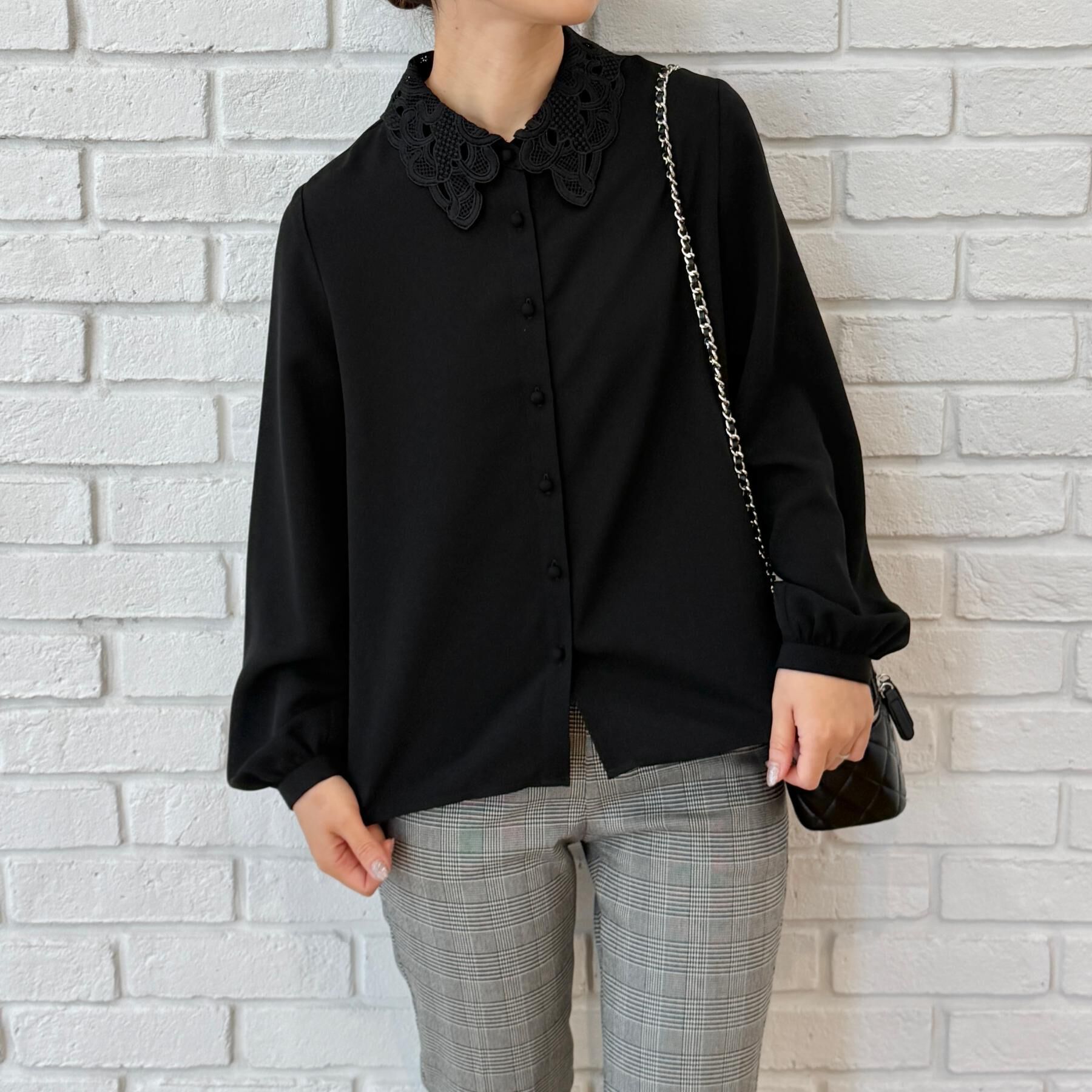 Couture broach「【お顔まわり彩る】レース衿ジョーゼットブラウス」|シャツ・ブラウス|