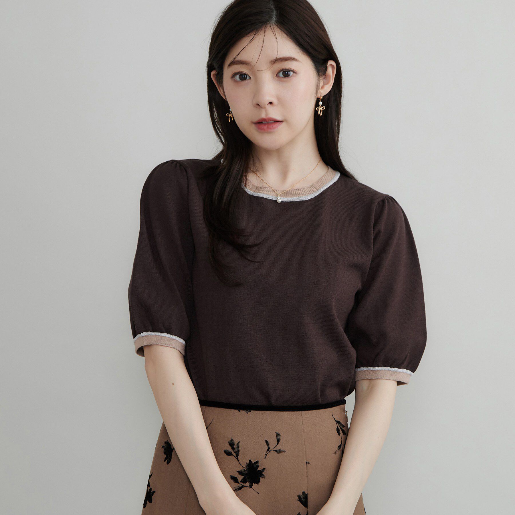 Couture broach「【きちんと見えて華やか・アンサンブル可】ラメ配色ニット」|ニット・セーター|