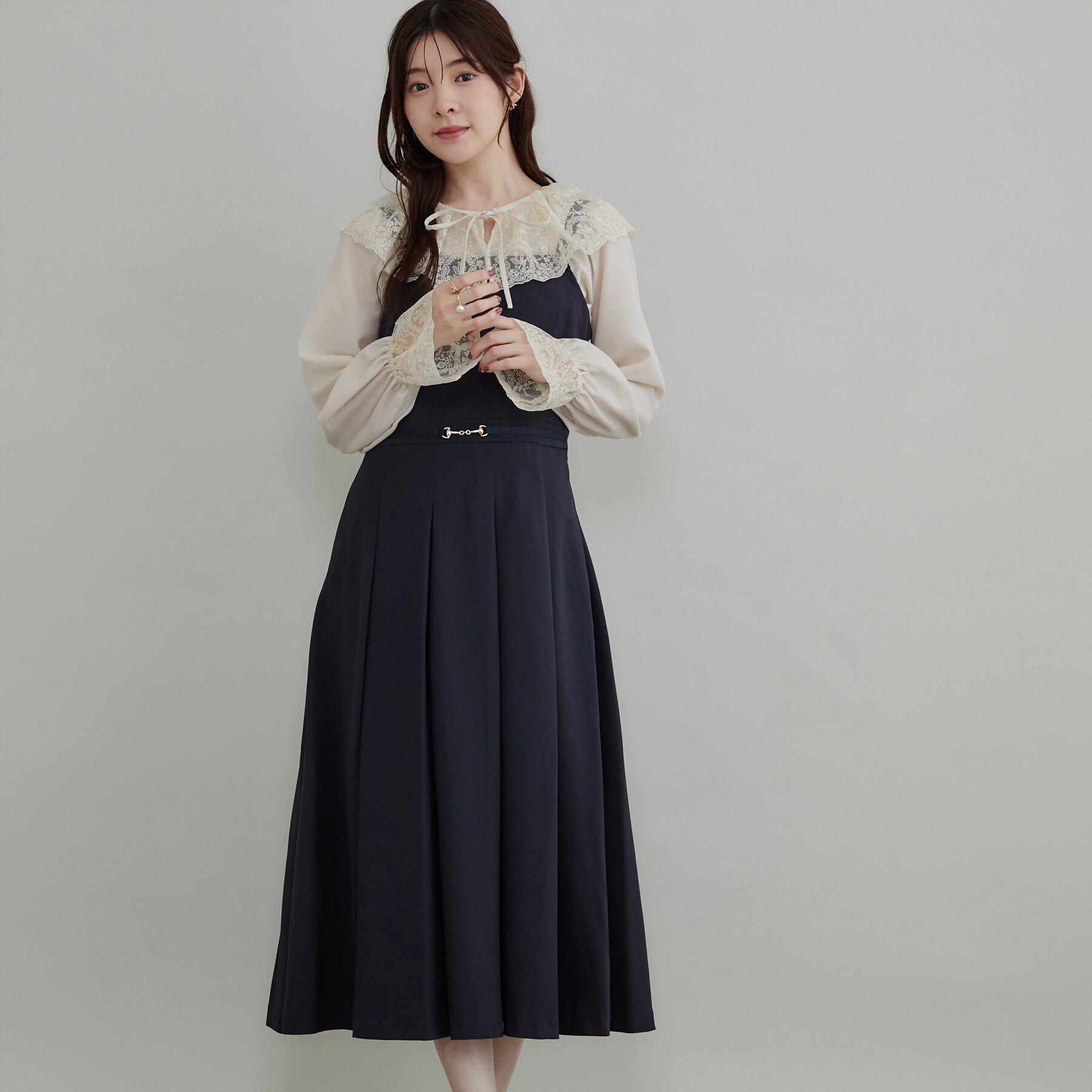 Couture broach「【フレアで腰回りカバー】タックキャミワンピース」|ワンピース|