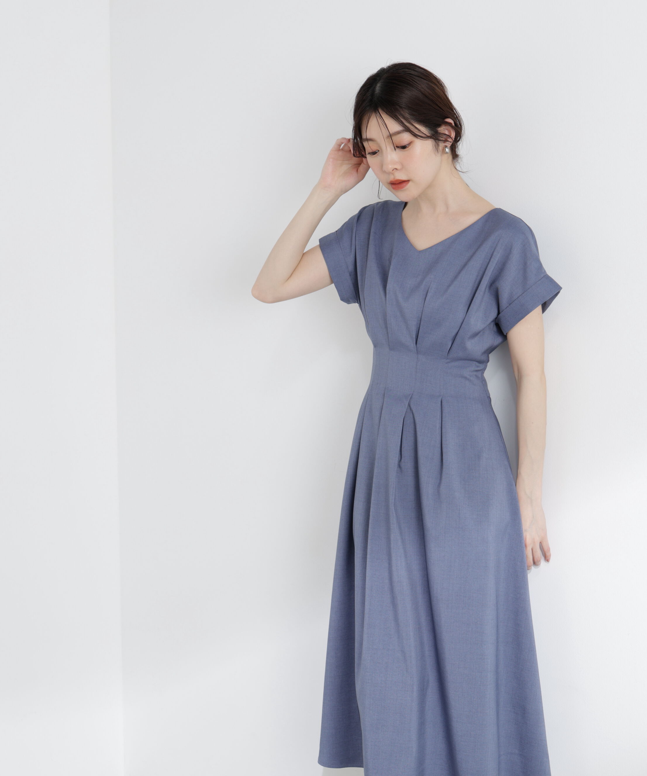 PROPORTION BODY DRESSING「ウエストタックワンピース」|ワンピース|ブルー