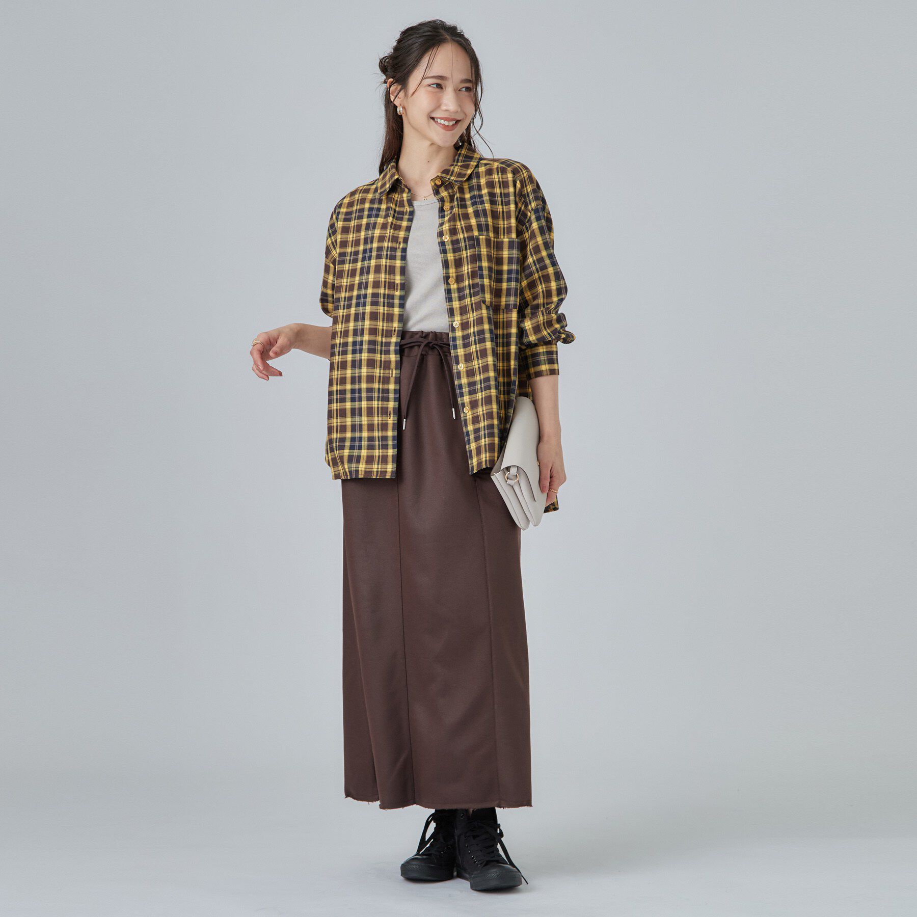 SHOO･LA･RUE「【洗濯後しわになりにくい/S-LL】選べる6パターン 羽織としても活躍する ベーシックシャツ」|シャツ・ブラウス|