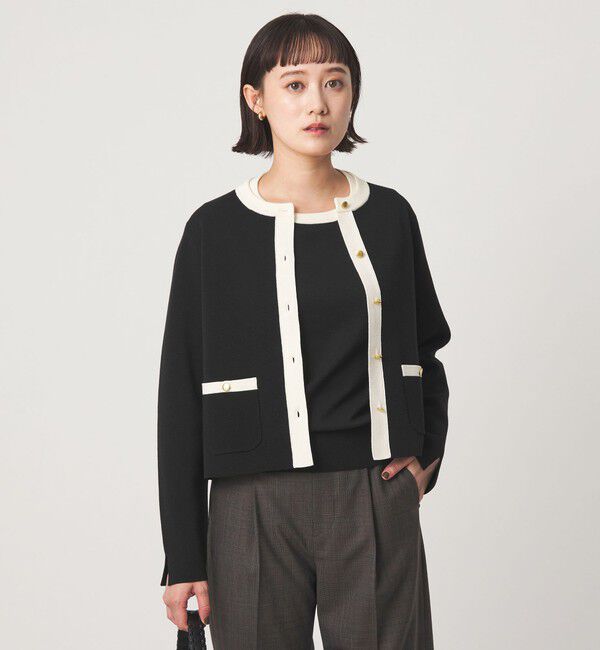 UNITED ARROWS green label relaxing「フォルム ノーカラー ニット カーディガン」|カーディガン|BLACK