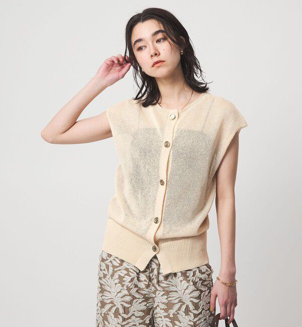 UNITED ARROWS green label relaxing「ペーパー ボタン 2WAY ジレ ウォッシャブル」|ニット・セーター|NATURAL