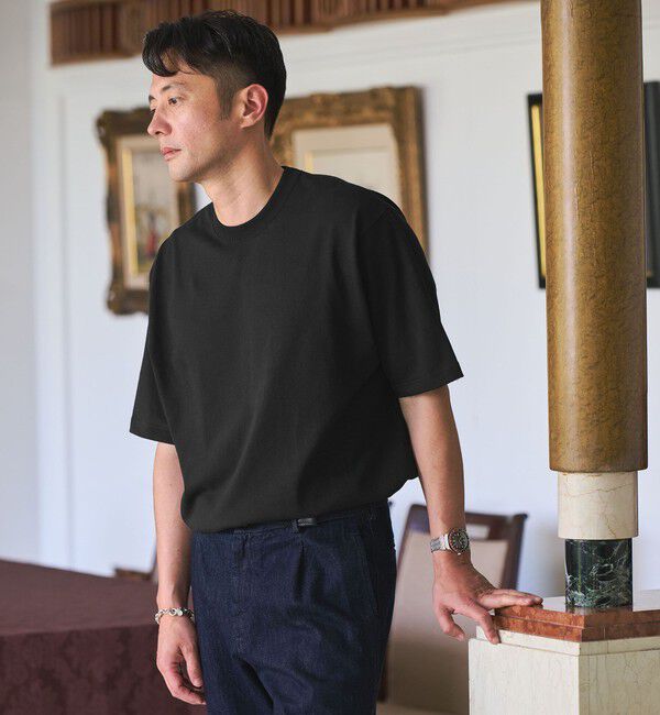 UNITED ARROWS green label relaxing「【WEB限定】ファンクショナル ヘビーウェイト クルーネック 半袖 Tシャツ カットソー -抗菌-」|Tシャツ・カットソー|BLACK