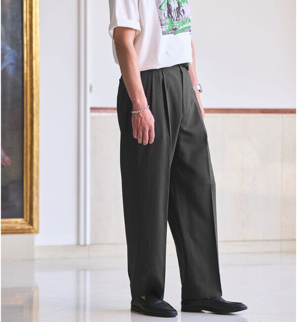 UNITED ARROWS green label relaxing「TR 和紙 2プリーツ スラックス W4」|スラックス|DK.GRAY
